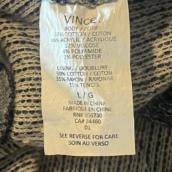 Vince Marled Tweed Blue Knit Rolled Cuff Short Sleeve Shift Dress Sz L - Picture 5 of 6